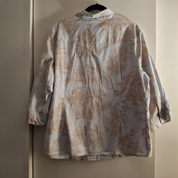 Route 66 Women's Baby Blue And Beige Patterned Shirt - Picture 2 of 9